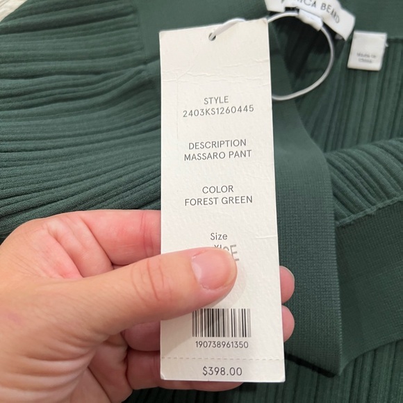 Veronica Beard Massaro Rib-Knit Pant - Size XL - NWT - forest green - Picture 4 of 10